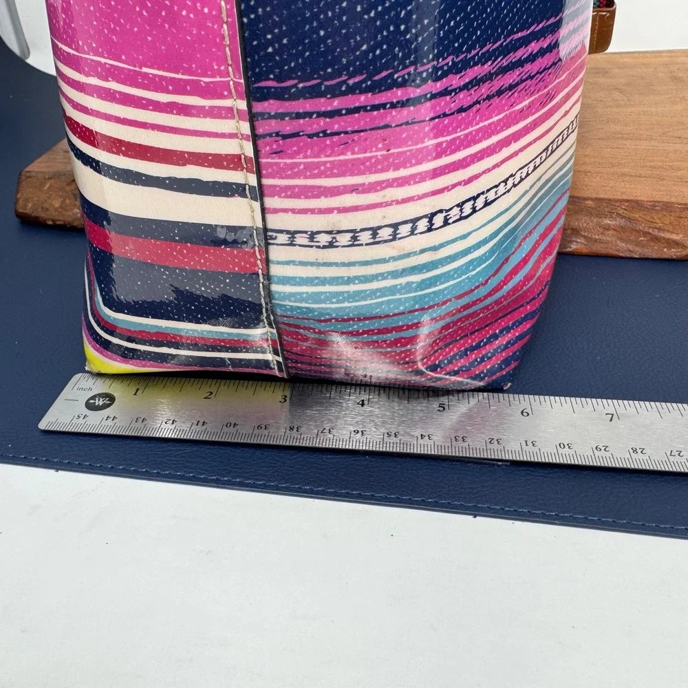 Consuela Thelma Big Breezy Tote Bag Striped Glossy Pink Blue Multi Large